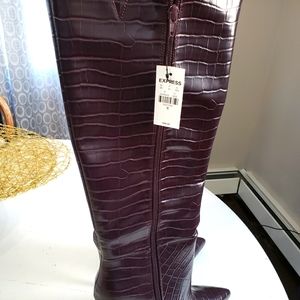 Croc Embossed Thin Heel Boots